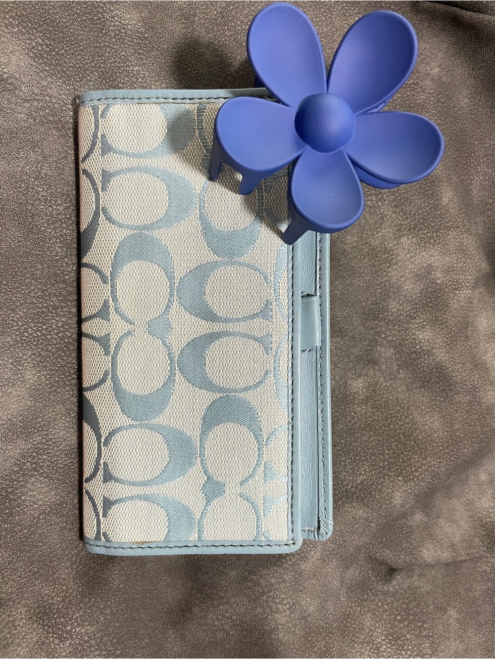 Coach Blue and Cream Signature checkbook/travelWallet